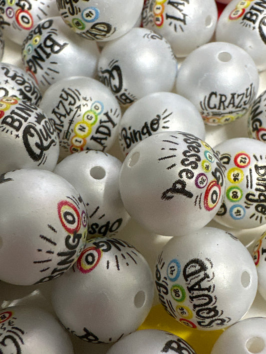 16mm Bingo Printed Acrylic Beads (10/$3.00)