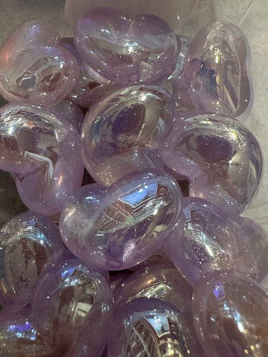 Acrylic Glitter Purple Hearts