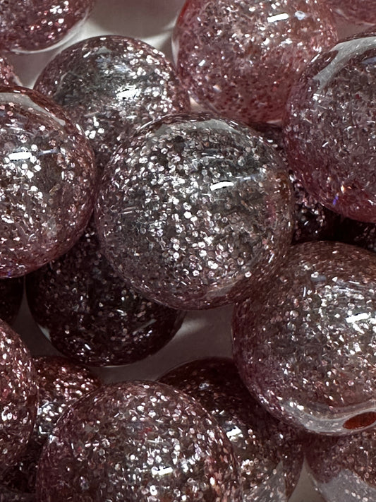 18mm Rose Gold Glitter Beads
