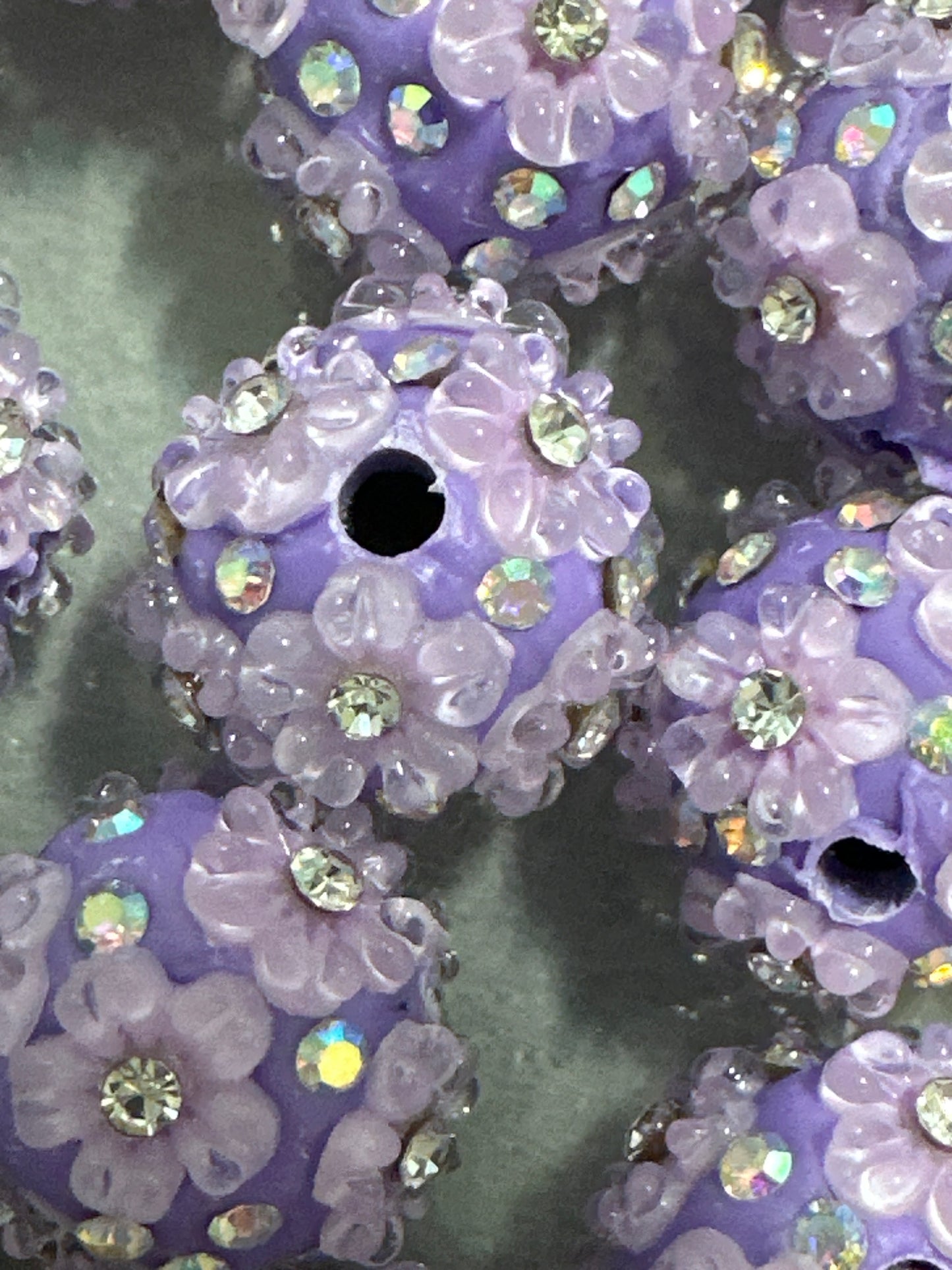 16mm Purple Flower Beads