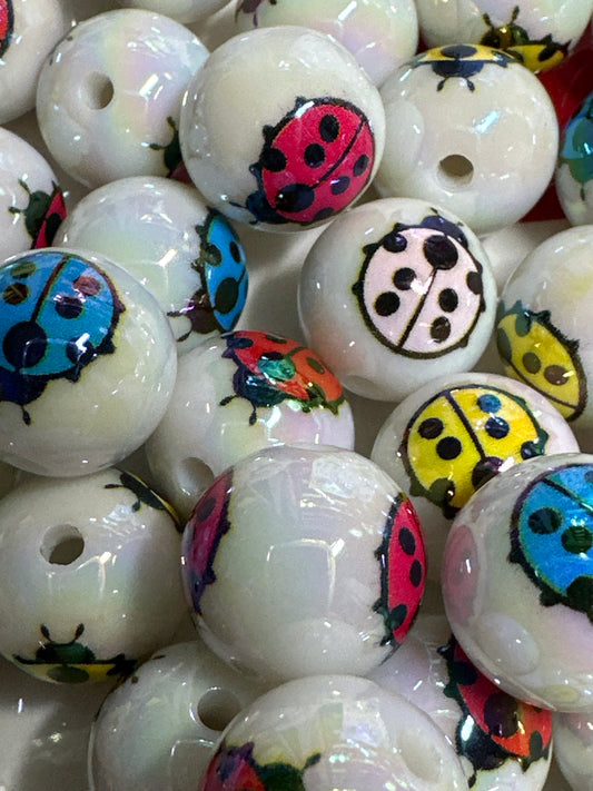 16mm Ladybug Printed Acrylic Bead (10/$3.00)