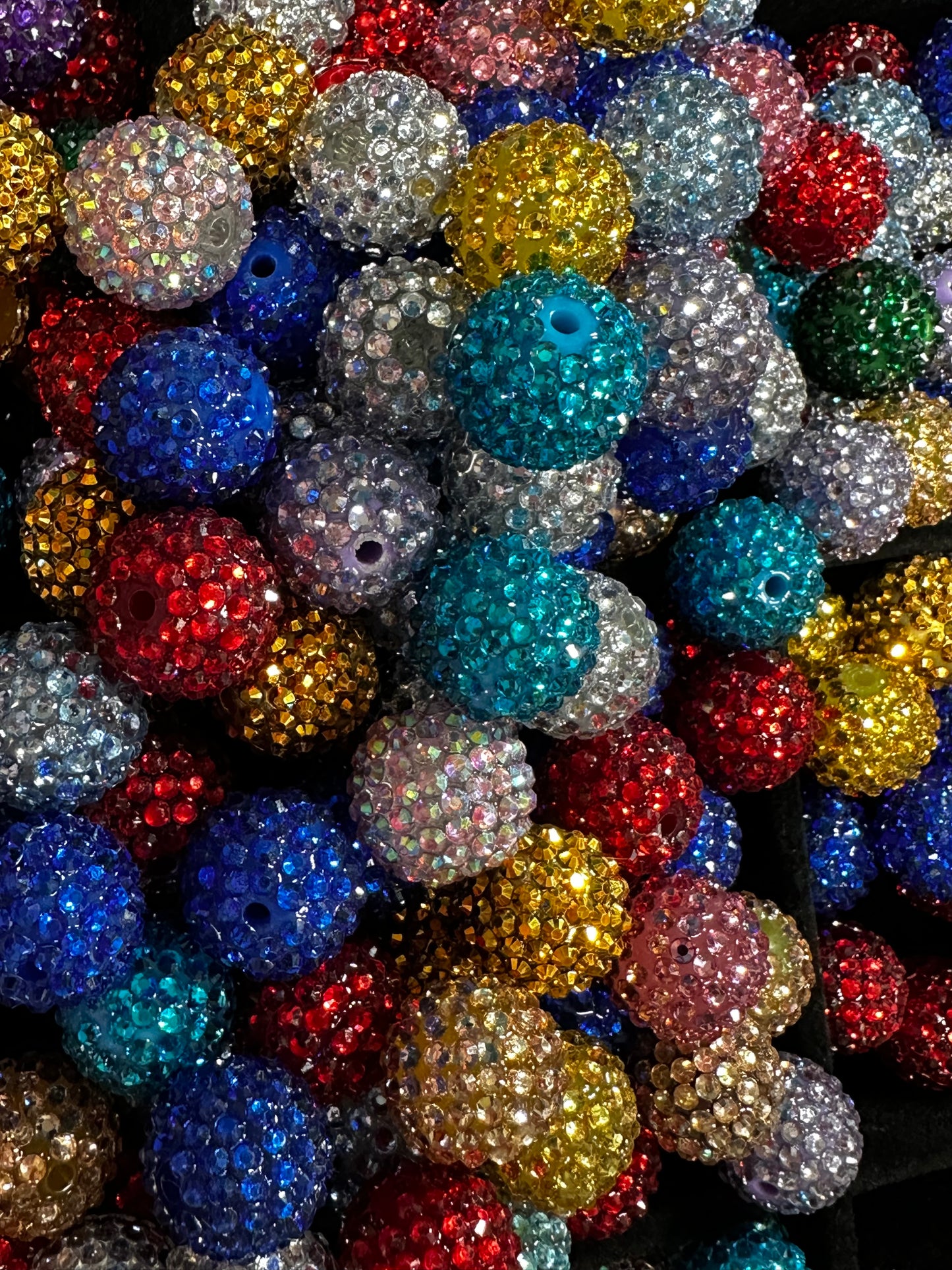 20mm Metallic Rhinestone Beads- Multiple Colors ~ 10/$4.75