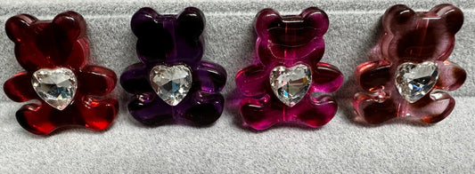 Acrylic Bears with Heart Rhinestones
