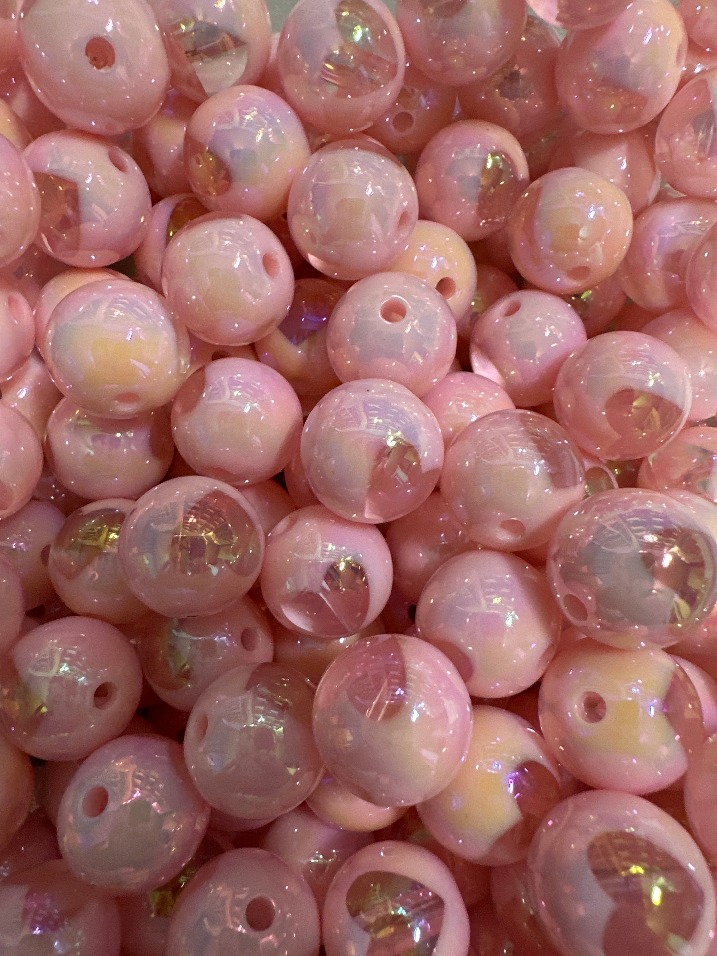 Acrylic Pink Beads with Hearts