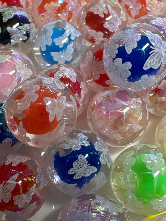 16mm Double Layer Butterfly Print Acrylic Bead (10/$3.00)