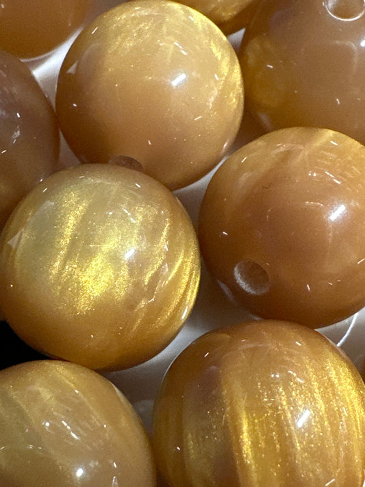 16mm Carmel Brown Cat Eye Acrylic Beads