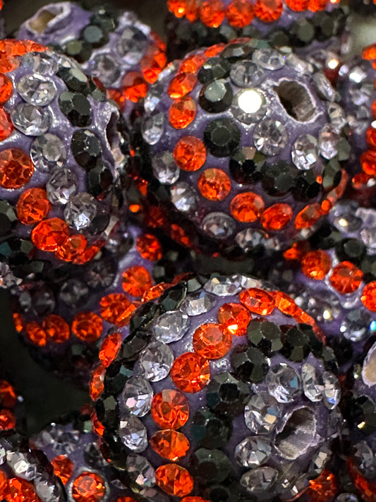 16mm (Black,Orange,Purple) Rhinestone Bead