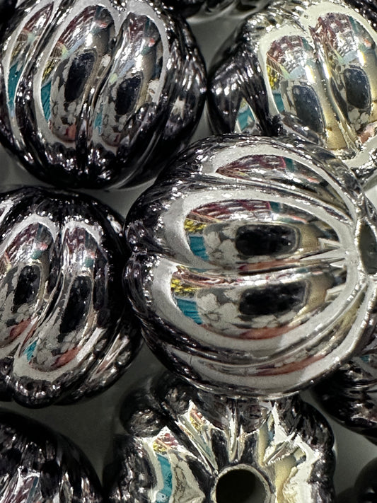 Acrylic Silver Pumpkin Beads  (10/$3.25)