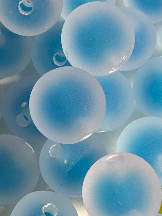 16mm Blue Frosted Cat Eye Beads