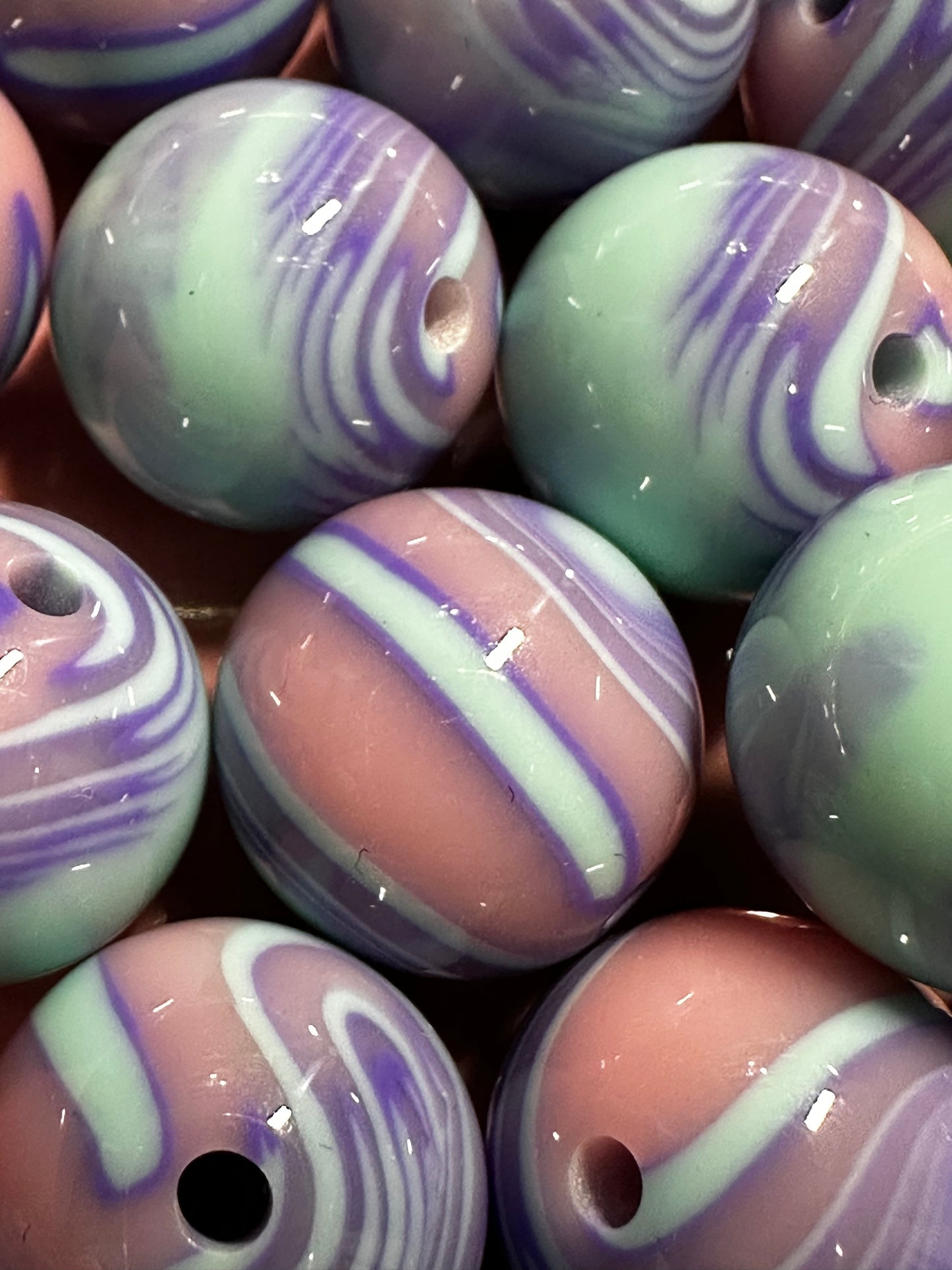 16mm Pink, Purple, Teal Swirl (10/$3.25)