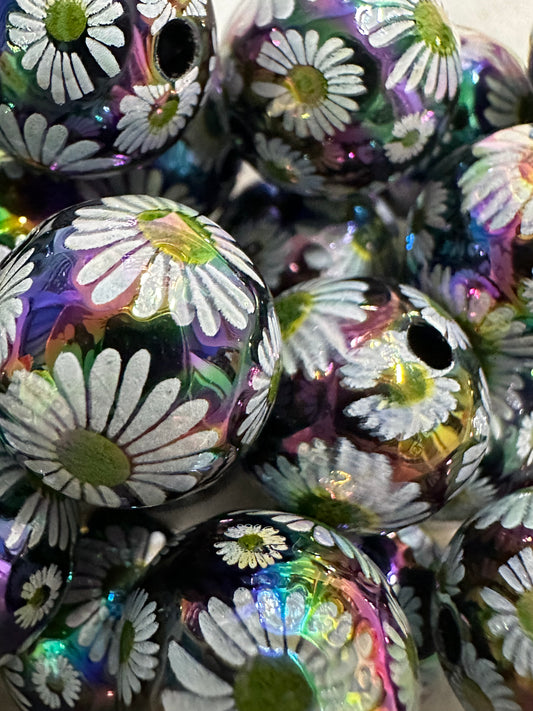 Acrylic Galaxy Daisy Beads