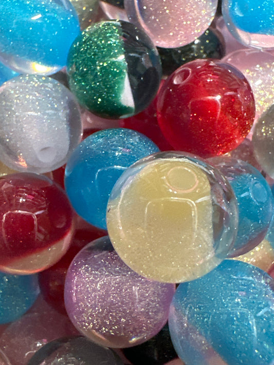 16mm Glitter Acrylic Beads (10/$3.25)