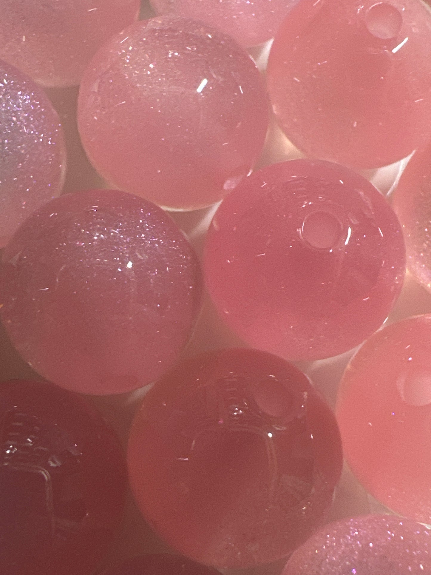 16mm Pink Shimmer Cat Eye Acrylic Bead