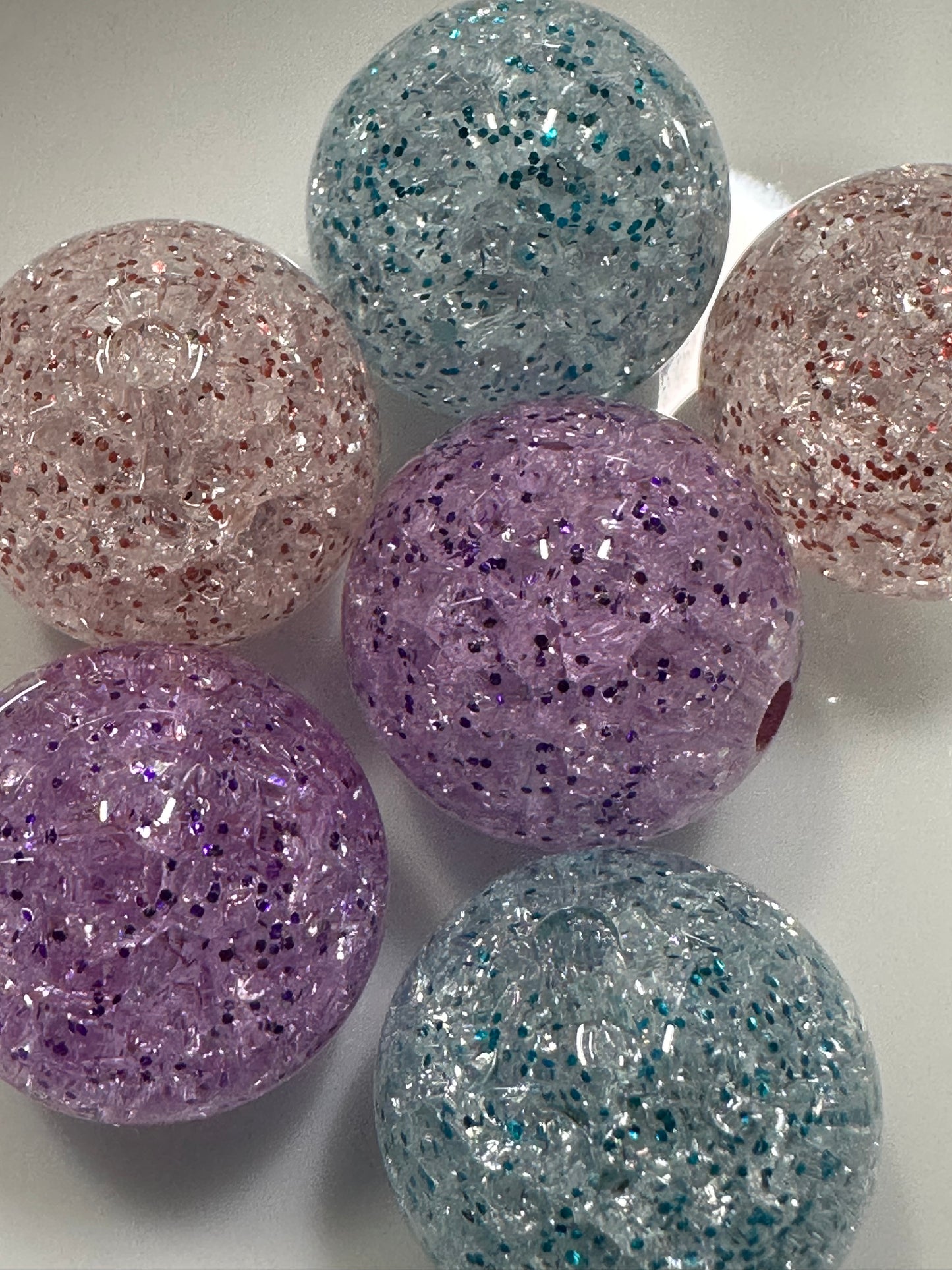 Acrylic Glitter Crackle Beads - Multiple Colors  10/$4.00