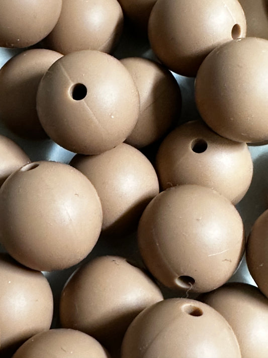 15mm Silicone Beads - Light Brown