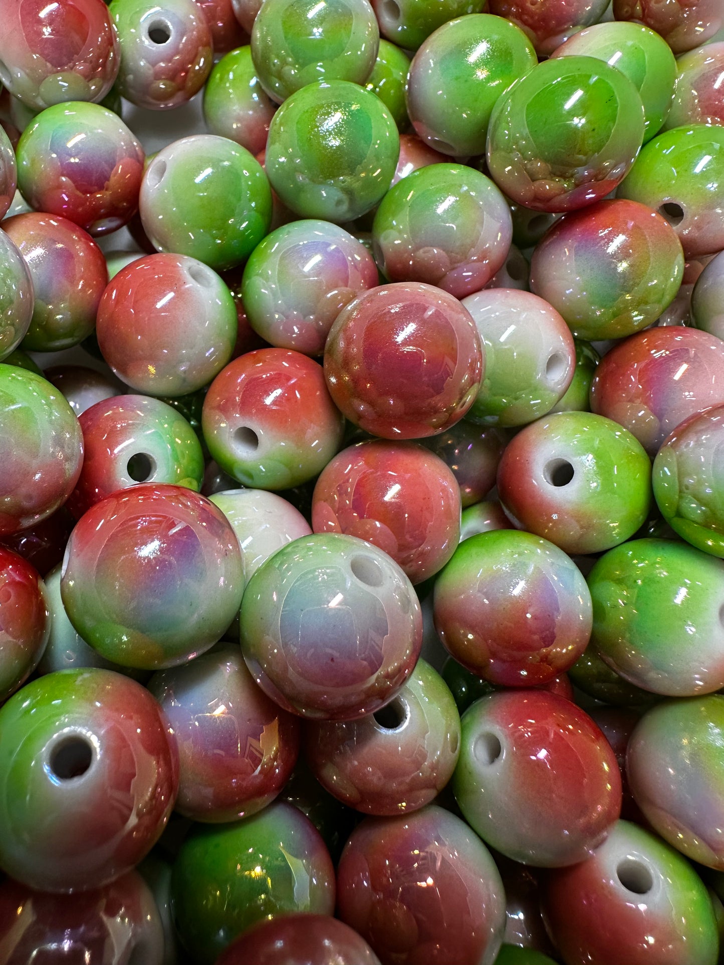 16mm Watermelon Ombre Acrylic Beads-Multiple Colors (10/$2.00)