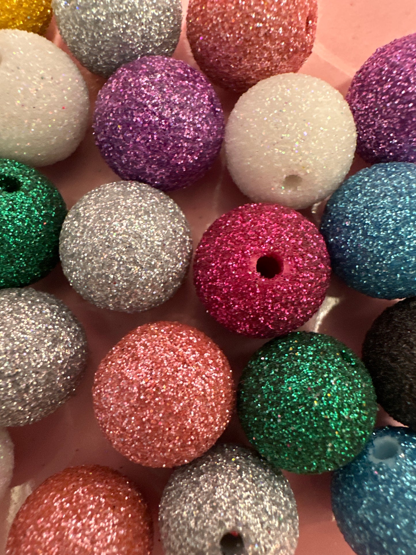 16mm Glitter Acrylic Beads (5/$1.25)
