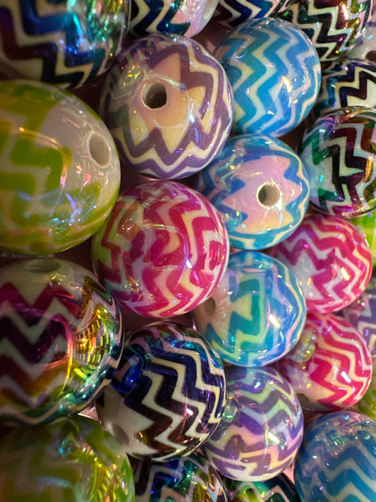 16mm Zig Zag Printed Acrylic Beads (10/$2.75)