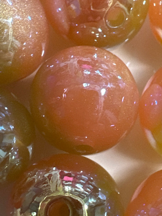 16mm Peach Tiger Eye Acrylic Beads