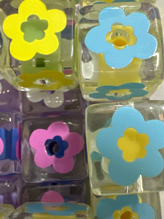 Acrylic Square Flower - Multiple Colors (5/$3.00)