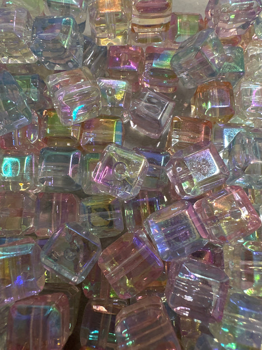 Acrylic Clear Sqaure Beads- Multiple Colors (10/$3.25)