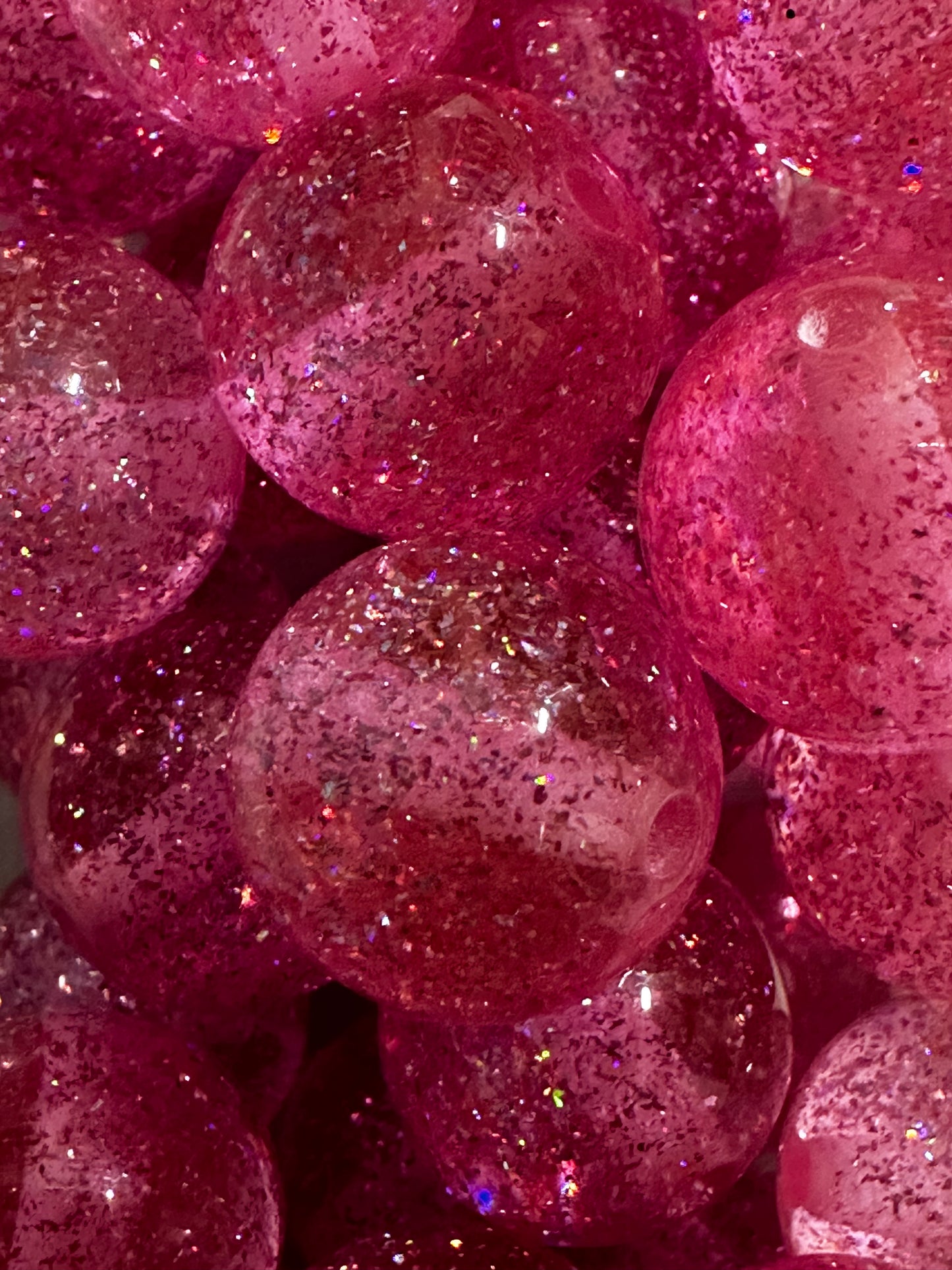 Acrylic Pink Glitter Beads