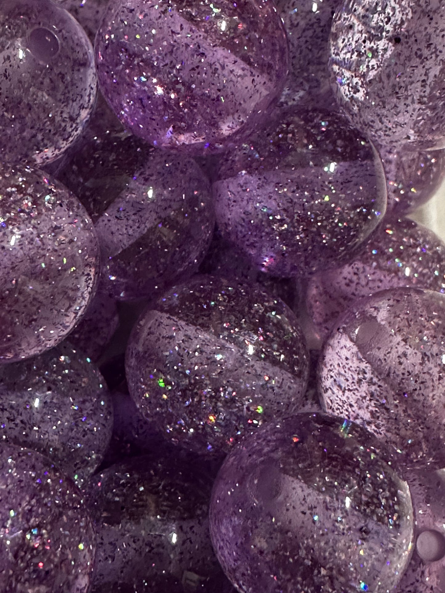 Acrylic Purple Glitter Beads