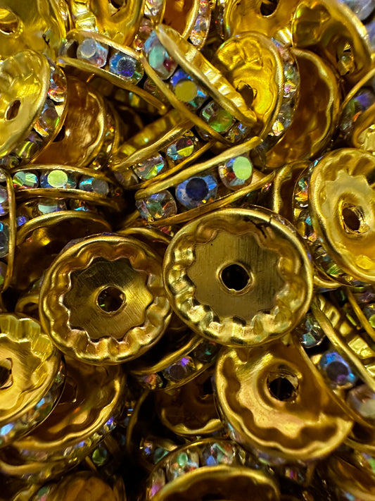 12mm AB Gold Flat Spacers (50/$5.00)