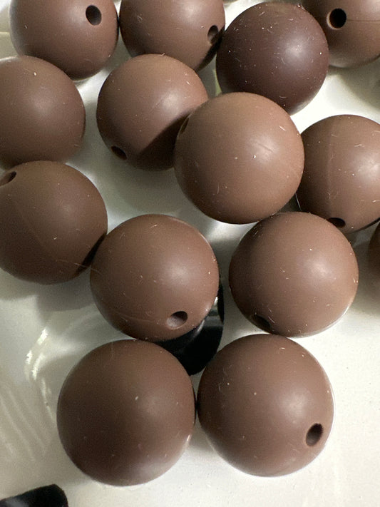 15mm Silicone Beads - Chocolate Brown