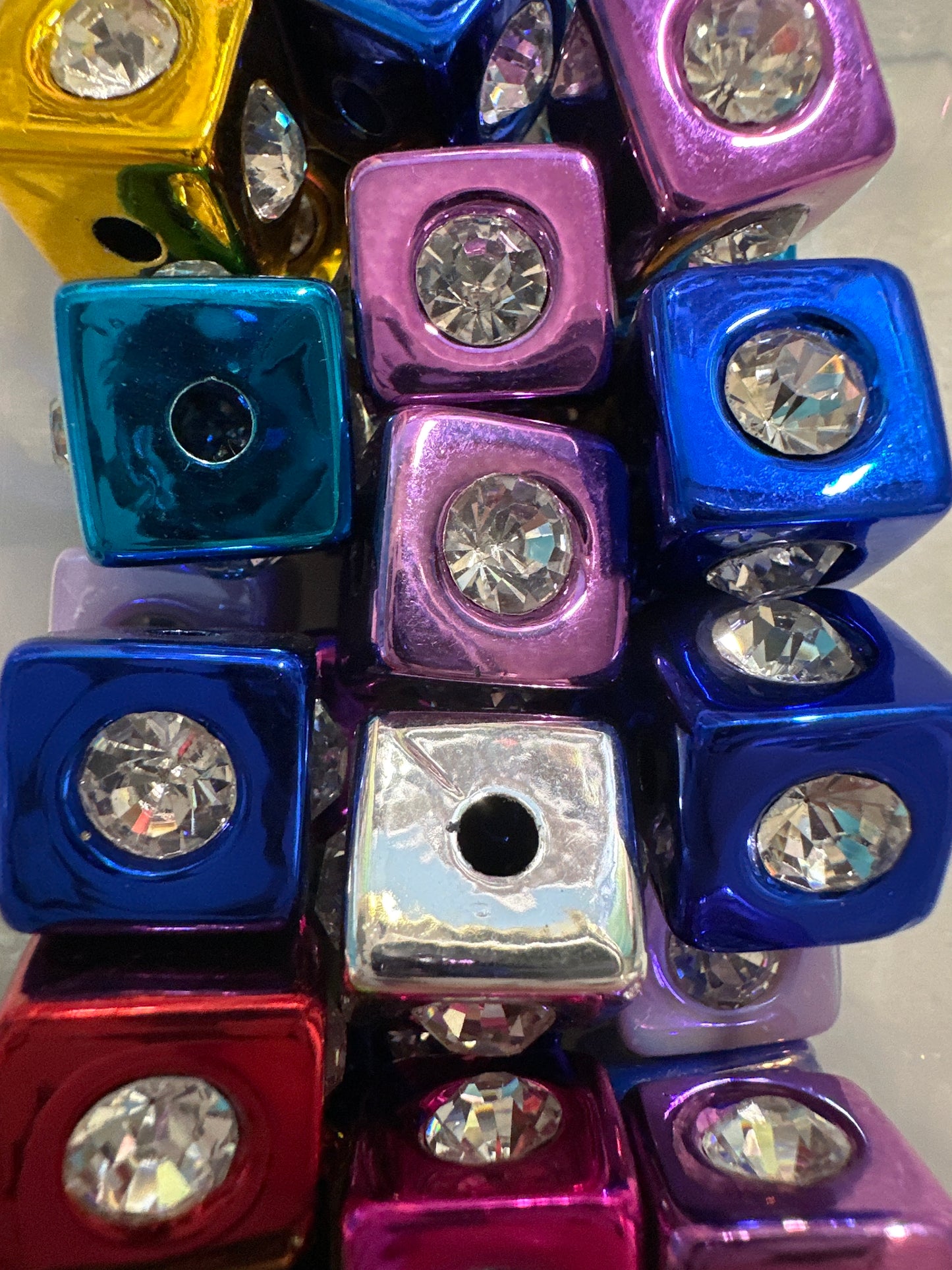 Acrylic Square w/ Rhinestone Bead - Multiple Colors 5/$3.00