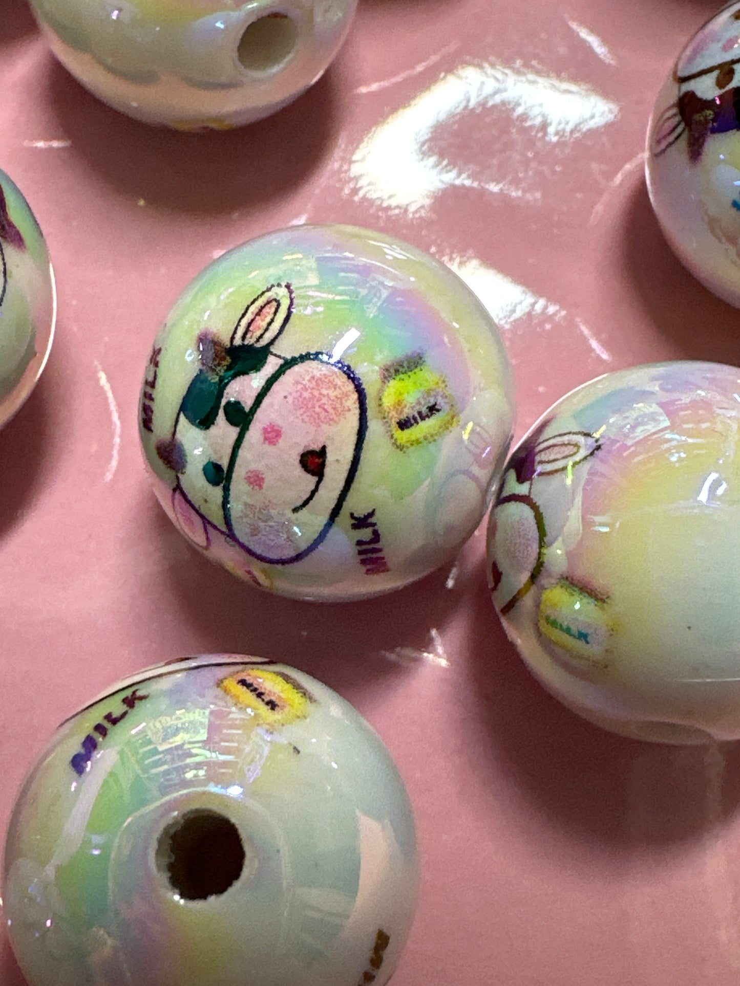 16mm Cow Print Acrylic Beads