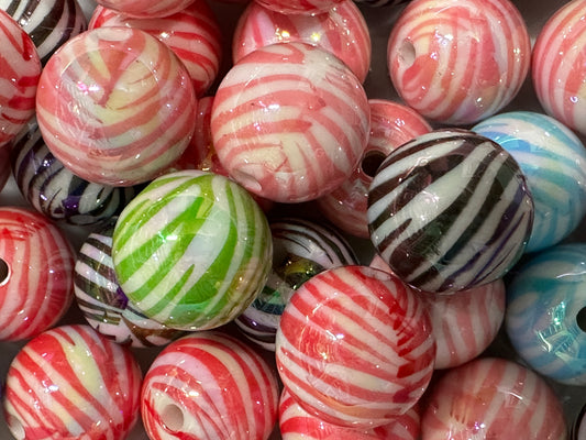 Acrylic Zebra Print Beads (Multiple Colors) 10/3.25