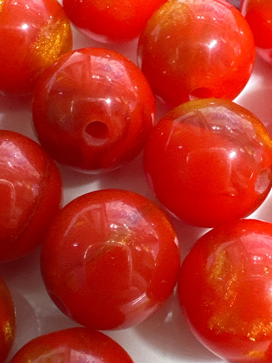 16mm Orange/Red Glitter Cat Eye (10/$2.50)