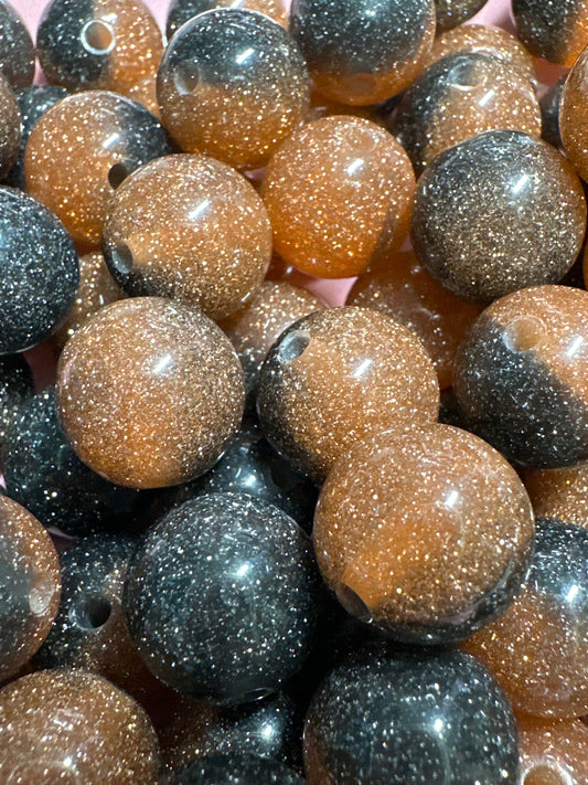 16mm Brown Glitter Acrylic Beads