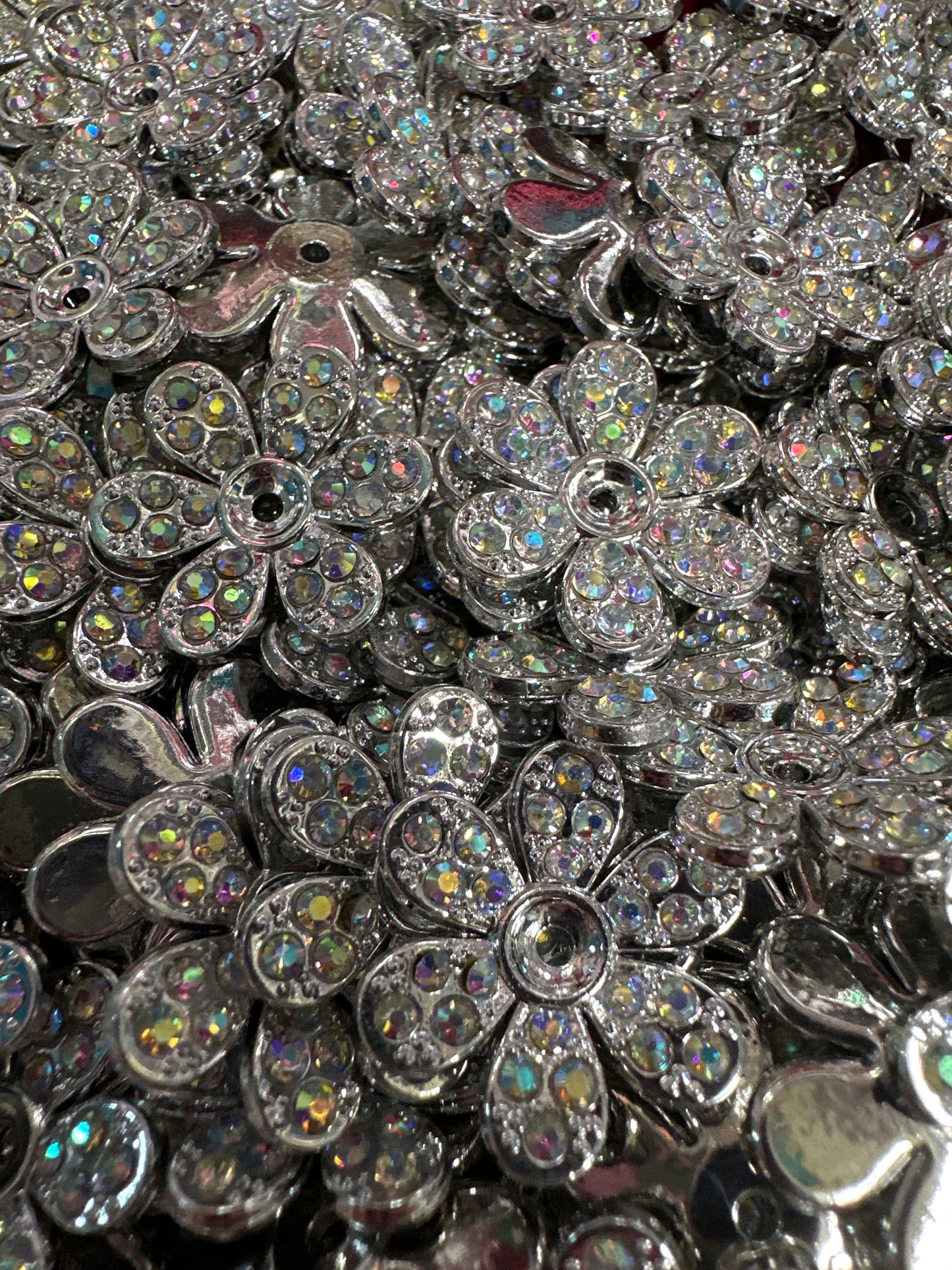 Silver AB Flower Spacers  (10/$2.00)