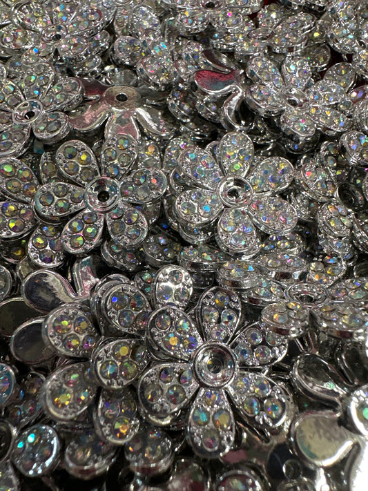 Silver AB Flower Spacers  (10/$2.00)