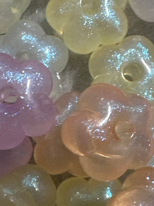 12mm Acrylic Glitter Flower Spacers-Multiple Colors (10/$2.00)