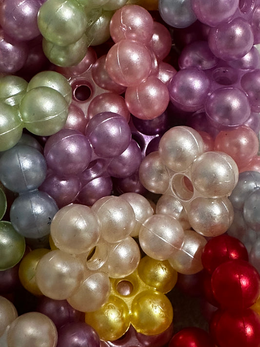 15mm Acrylic Flower Pearl Spacers-Multiple Colors (10/$2.00)