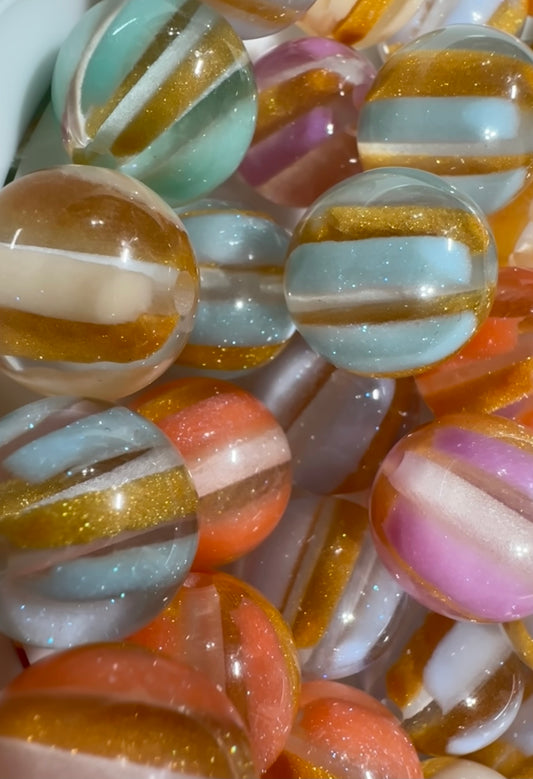 Acrylic Striped Glitter Beads - Multiple Colors 10/$3.25